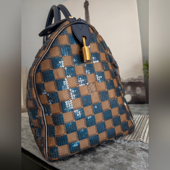 Louis Vuitton Paillettes Damier Ebene Speedy 30 w/Dustbag, Lock and Keys - Picture 4 of 17